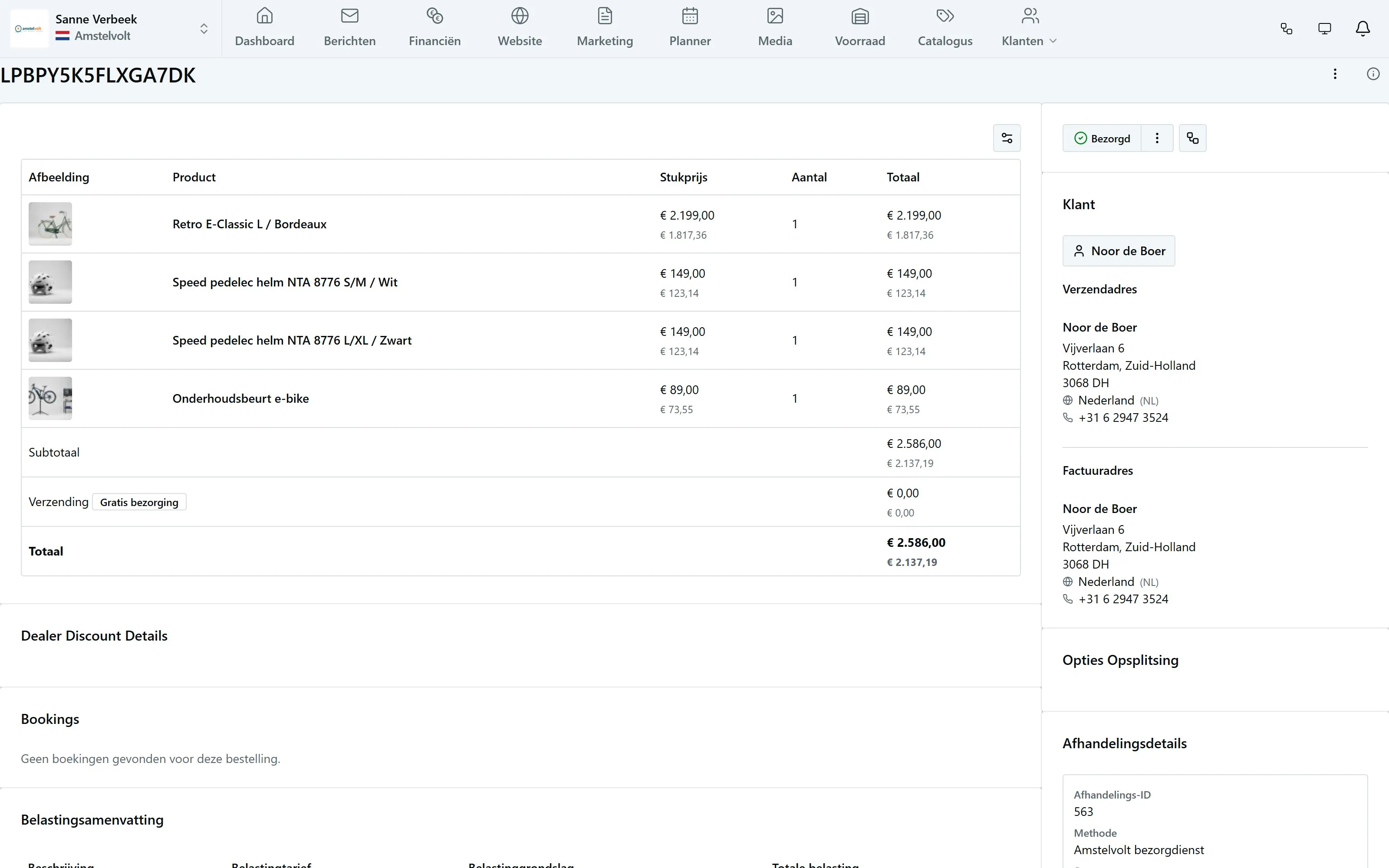 Webshop: Noor bestelt online (Amstelvolt-demo)