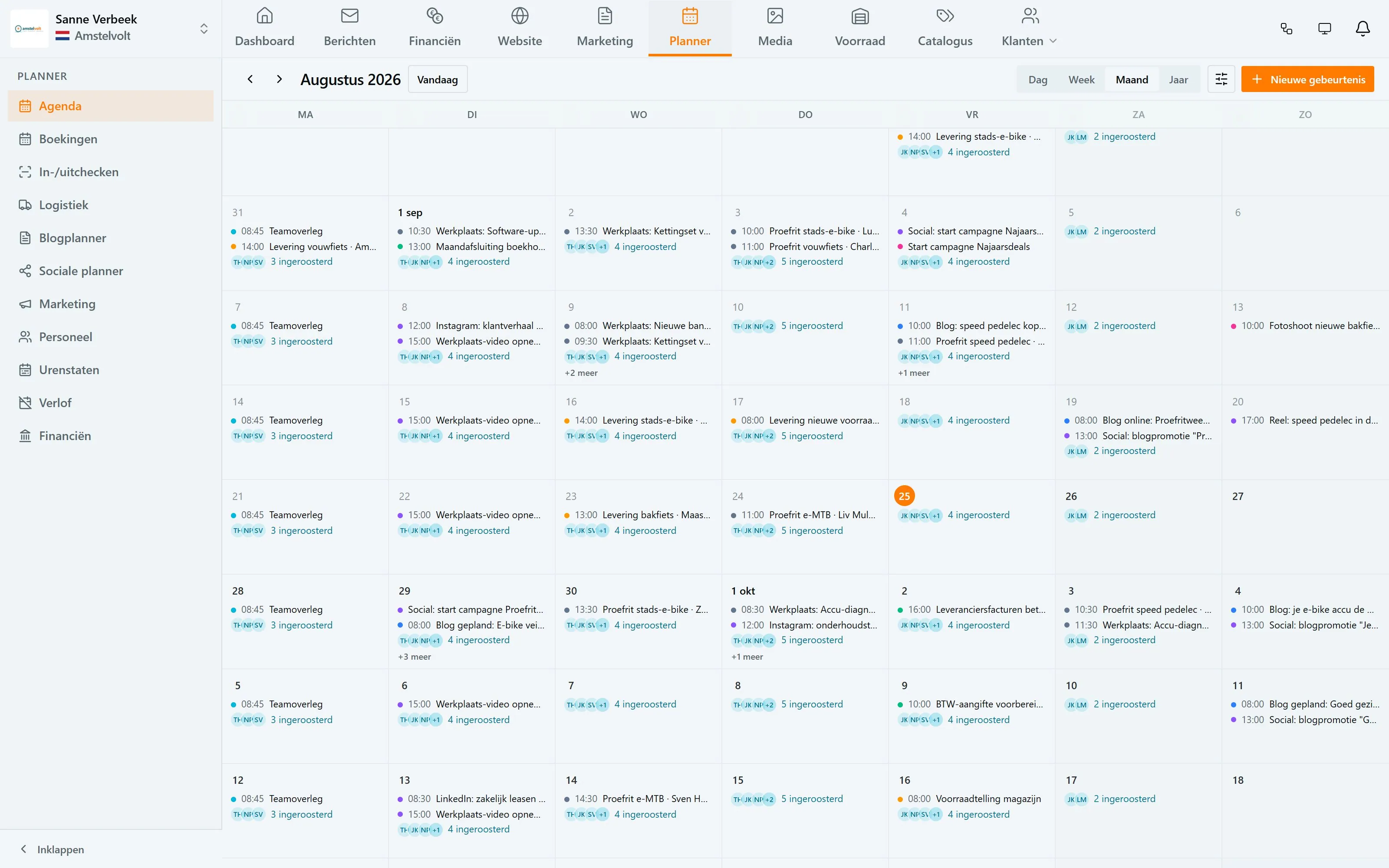 Planning & organisatie · Agenda in de Amstelvolt-demo