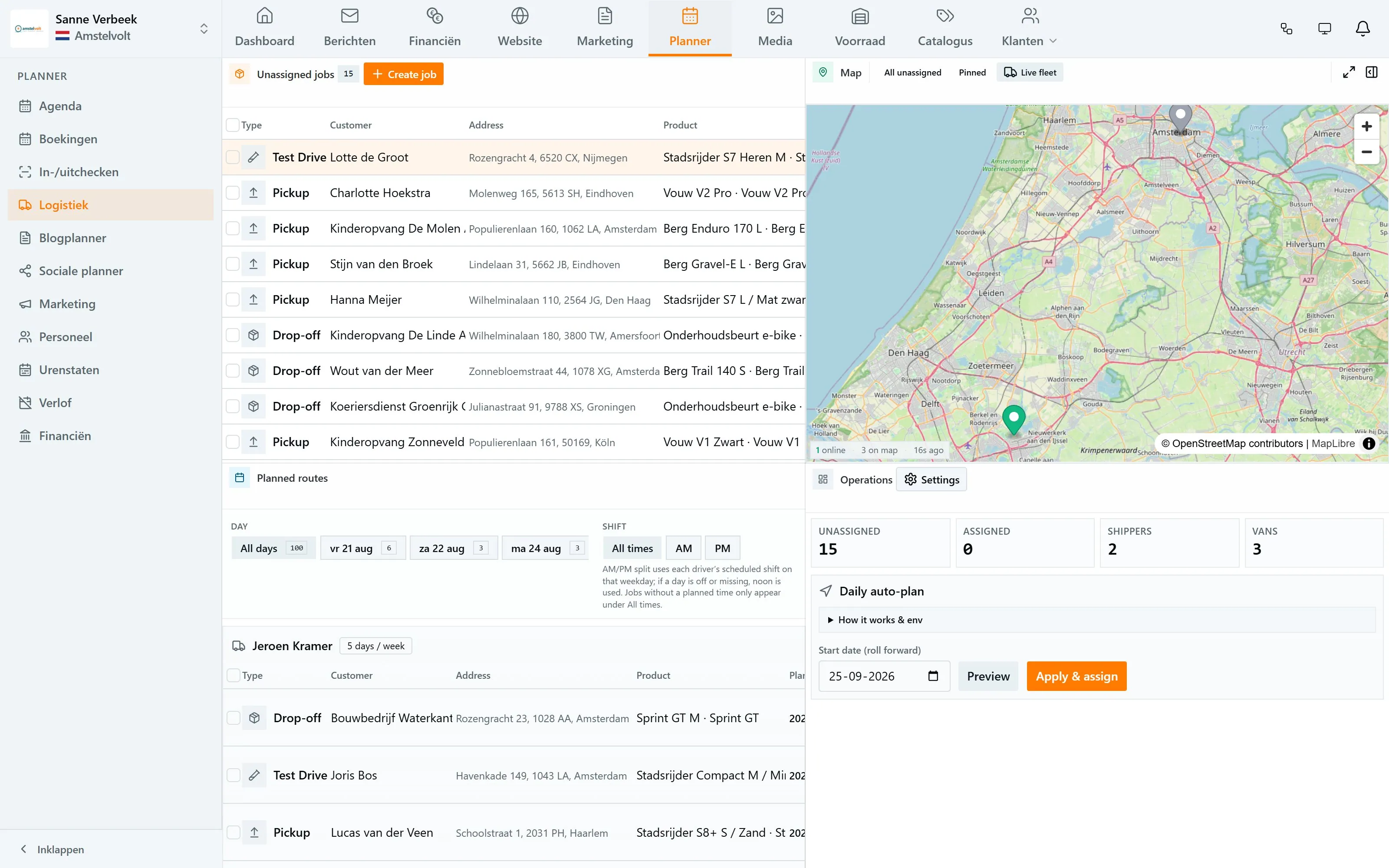 Planning & organisatie in de Amstelvolt-demo