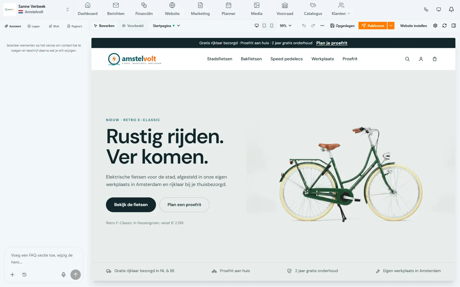 Website & webshop · Website bewerken in de Amstelvolt-demo