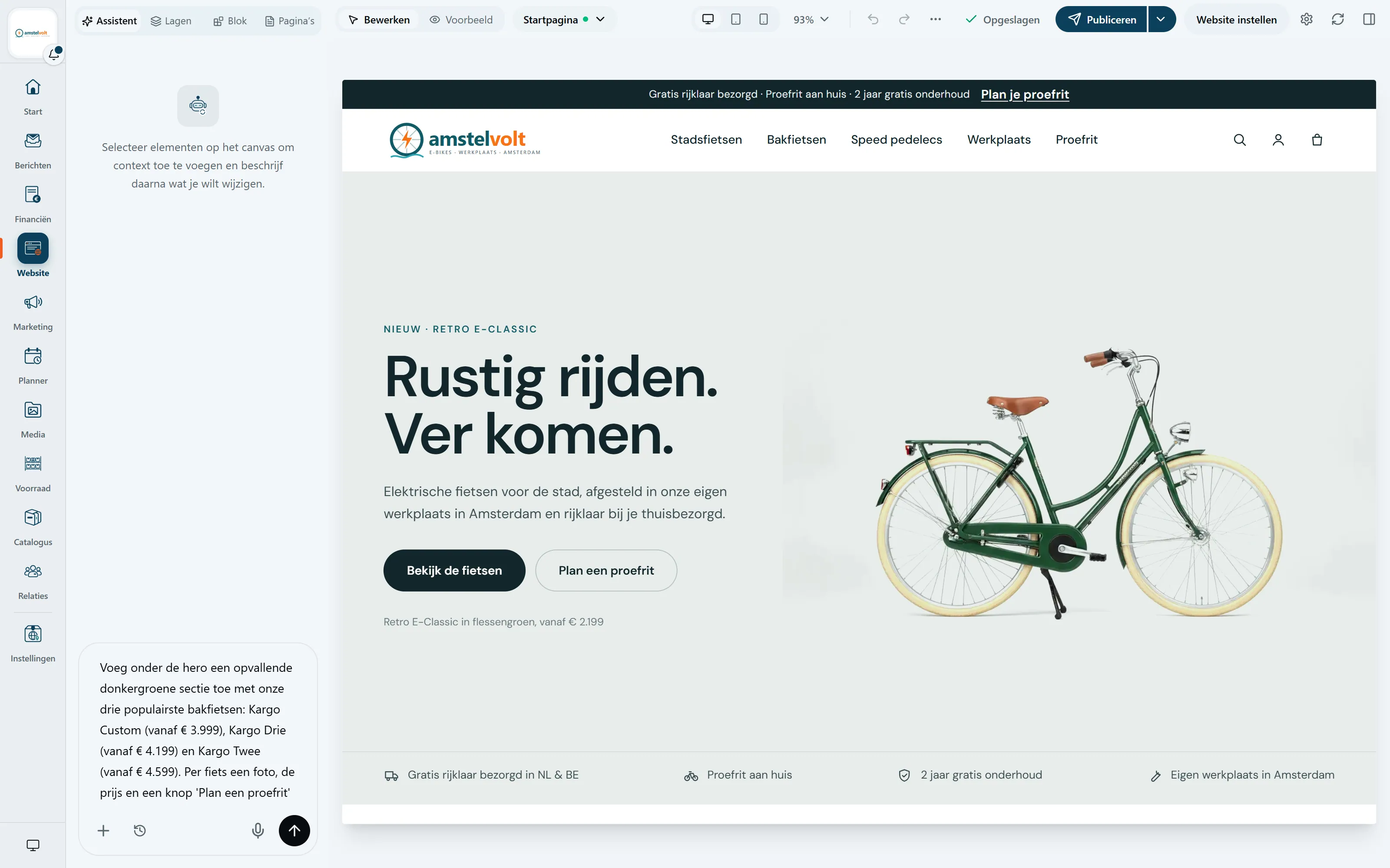 Website-editor: Typ wat je wilt zien (Amstelvolt-demo)